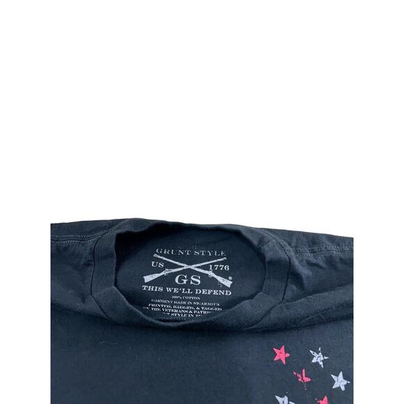 Men's Grunt Style Black T-Shirt Sz Medium American Flag Stars Short Sleeve - Picture 3 of 8
